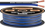 InstallGear 10 Gauge Speaker Wire - 99.9% Oxygen-Free Copper (OFC) - Blue/Black (50-feet)