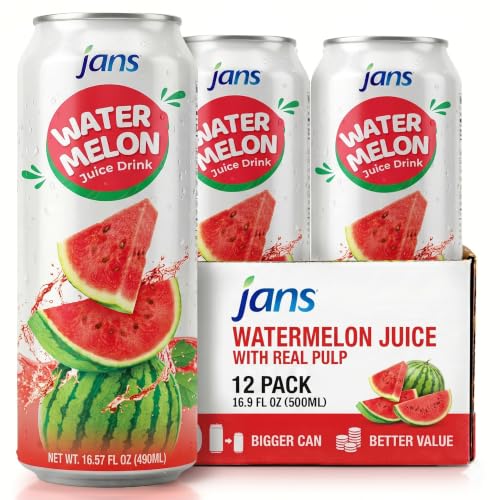 Image of Jans 100% Watermelon Juice Drink With Real Pulp, 16.57 Fl Oz, Pack Of 12