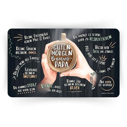 Stiefvater Geschenk: Frühstücksbrettchen 'Guten Morgen Bonuspapa', Vatertag Geschenk, Geburtstagsgeschenk für Stiefvater, Ostergeschenk Bonus Papa