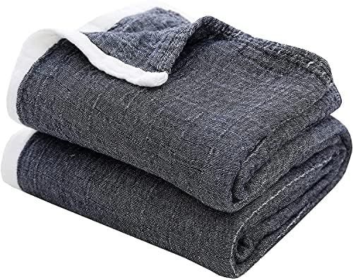 Cotton Baby Blankets Unisex Newborn 6-Layer, Super Soft Comfy Muslin Blankets, for Toddler Swaddle Nursery Bed Blanket Stroller Crib Shower Gifts 30 x 40 Inch,Dark Blue