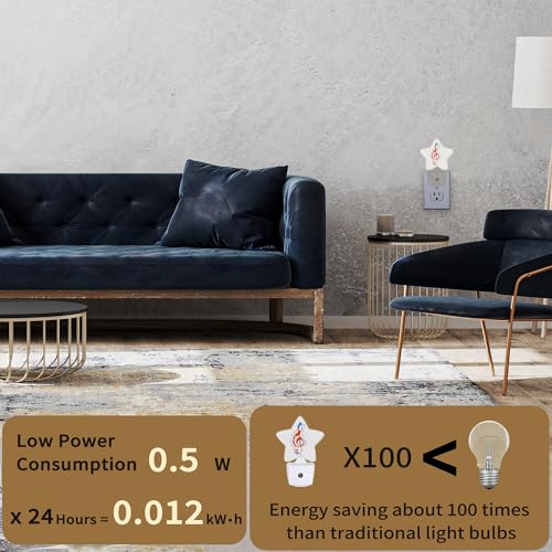 Image of Music Rainbow Notes Night Lights Plug in Wall Lamp Smart Dusk to Dawn Sensor for Home Decorative,Kids Room Bedroom Bathroom Kitchen Hallway Gifts