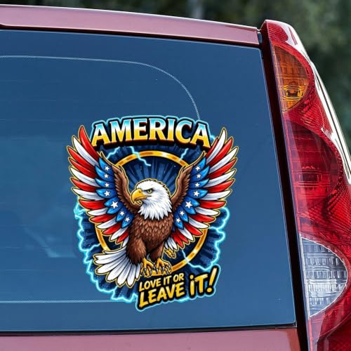 Image of 2pcs USA 250th Anniversary Stickers Patriotic Eagle Vinyl Decals | 1776-2026 Statue of Liberty Designs 4th of July Independence Day Car Window Laptop Water Bottle Gifts for Adults 10 inch