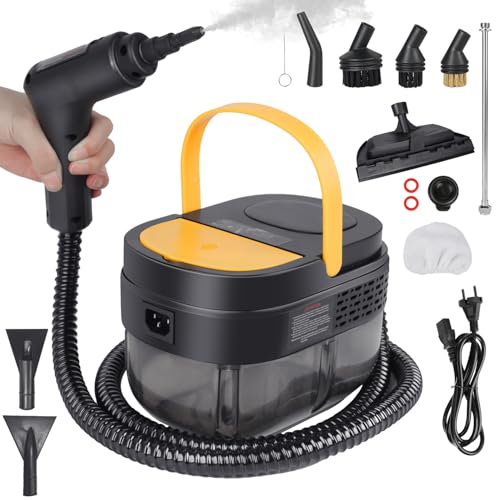 Vaporeta Limpieza Hogar 2500W, Depósito de Agua 1600ML, Mango Regulable en 3 Niveles, Alta Temperatura 105℃ y Presión 3Bar, Calentamiento Rápido 15s, 10 Accesorios, para Coche, Cocina (Amarillo)