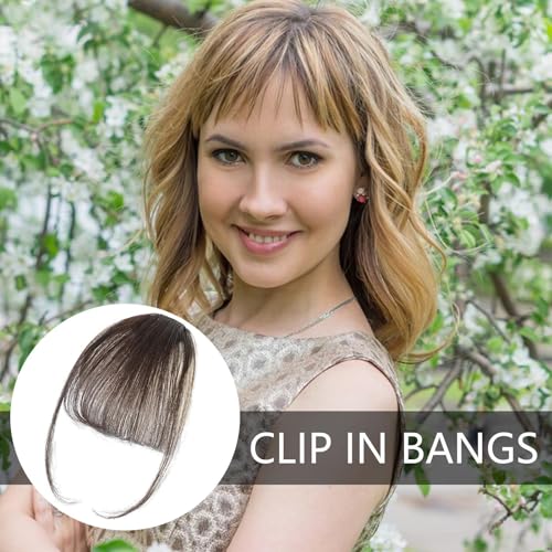 Bang Extensions Clipe de cabelo humano, Clipe em Bangs de cabelo humano - Clip on Air Bangs Franja F