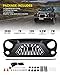 Xprite Matte Black Front Grill Grille with Running and Turn Signals Light Compatible with 2007-2018 Jeep Wrangler JK JKU