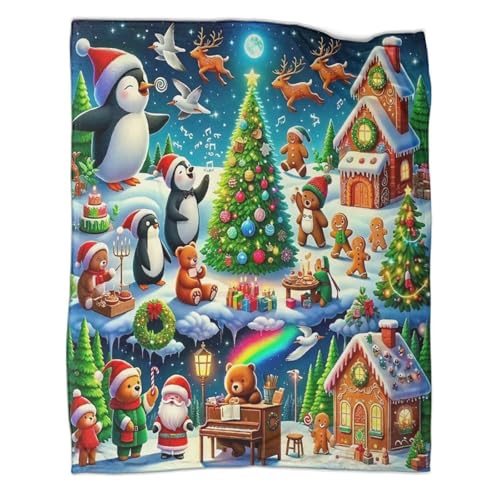 Couverture pingouin en microfibre 127x152 cm pour lit d'adolescent