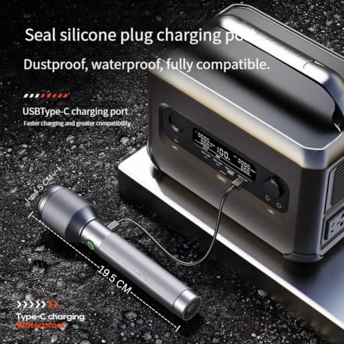 Image of TEQO by Rock Light Rechargeable Torch | Torch Light High Power, 4 Light Modes, 20W, 2000 mah Battery,Telescopic Zoom, LED Flashlight, Long Distance Range, for Home,Outdoor & Emergency Use (Grey)
