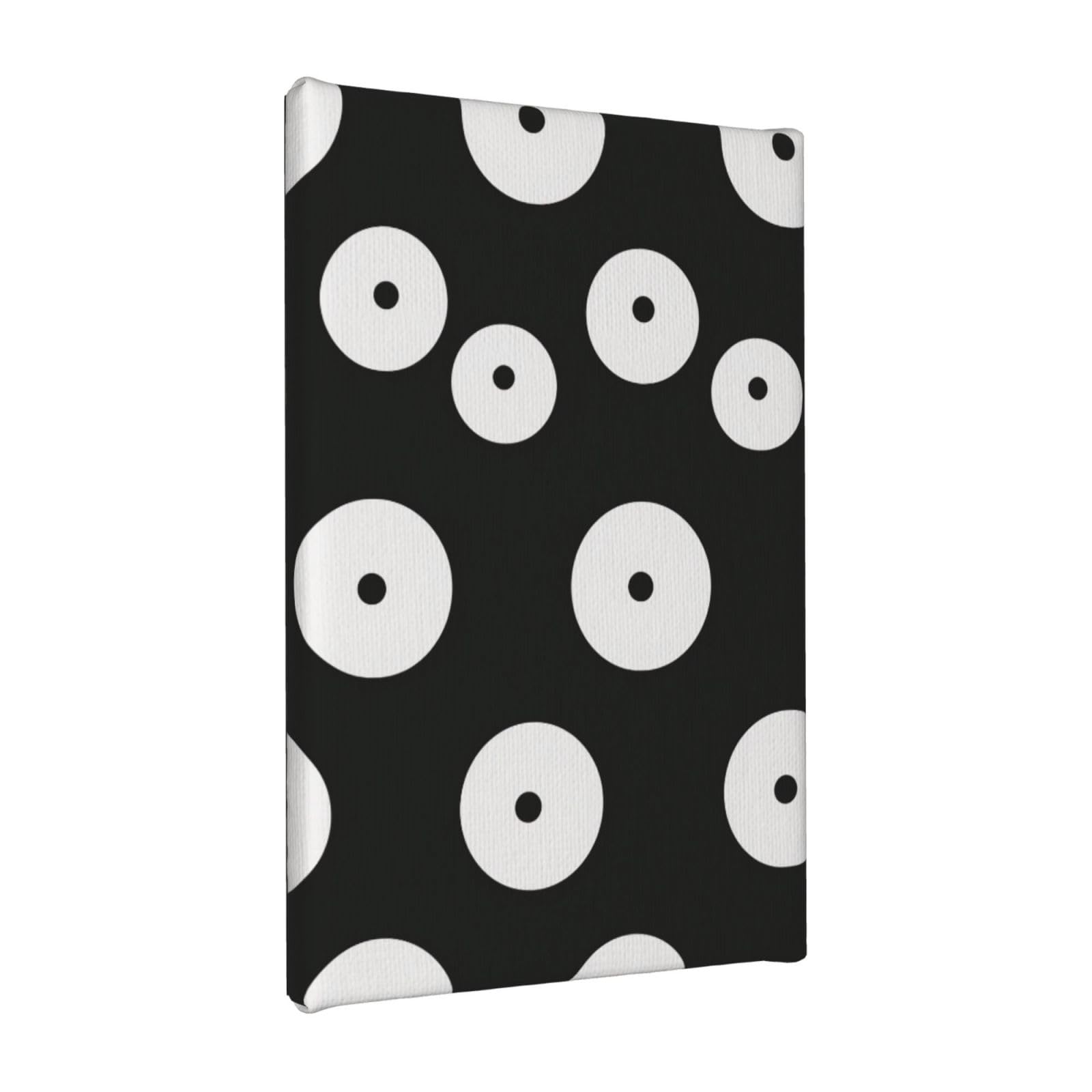 Ykljg Black And White Polka Dot Printed Wall Art Canvas Painting 20X30 Cm Wooden Framed Picture Painting Artwork Prints For Bedroom Kitchen Home Office Decor
