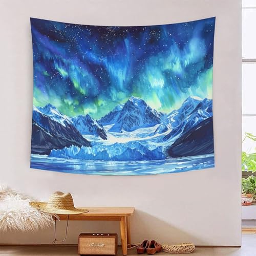 Tapisserie murale tissu aurores du Nord 3D pour dortoir collège