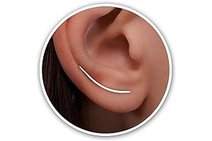 Earrings Sterling Silver Long Curved Bar Studs Climbers, Ear Crawlers, Ear Jackets