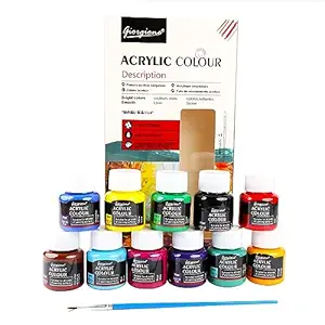 Acrylic Paint Set |12 Colors 25ml | High Pigment Strength | Non-Fading | Indoor/Outdoor | Non Toxic | Multi-Surface Paint | Pro Artist, Hobby Painters & Kid | Craft Items coloring kit Ideal gift