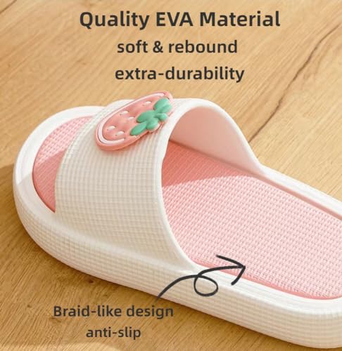Strawberry Slippers for Women Men Cute Home Slides Preppy Anti-slip Indoor Outdoor Slippers Open-toe Cherry Shower Shoes3