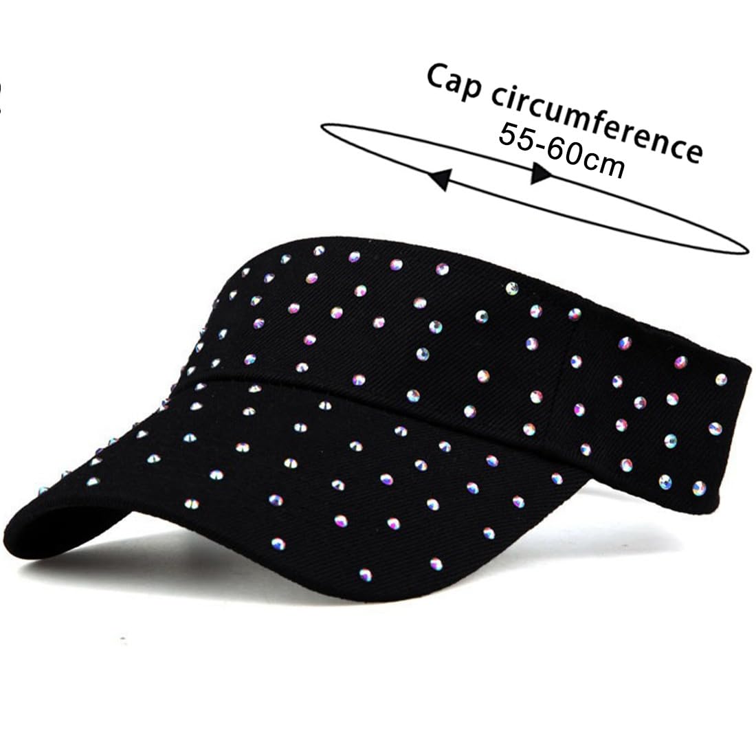 JNKET Women Sun Visor Hats Rhinestone Empty Top Hat Outdoor Sport Visor Cap (US, Alpha, One Size, Medium, White)