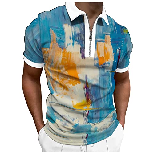 Image of NQyIOS Work Shirt for Men - Comfortable Black T-Shirt Short Sleeve Round Neck Tracksuit Top - Polka Dot Print Polo Shirt for Workout - Basic Tshirt Blouse
