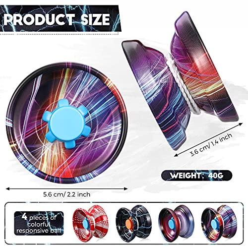 4 pieces yoyo alloy responsive ball metal yoyo string trick ball for beginners boys adults players auto return technology ballmulti style