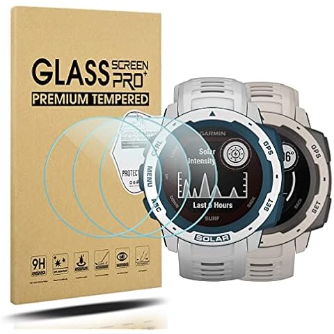 Diruite 3-Pack for Garmin Instinct/Instinct Solar Tempered Glass Screen Protector for Garmin Instinct/Instinct Solar Smartwatch [2.5D 9H Hardness] [Anti-Scratch] Cover