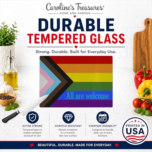 Planche à découper en verre multicolore Progress Pride pour animer vos apéritifs - 7