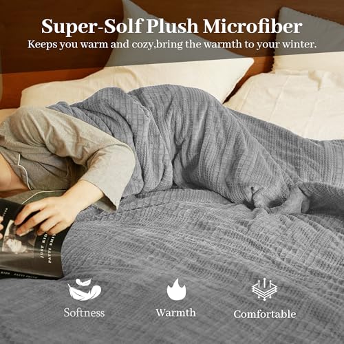 Electric Blanket Full Size 72''X84'' - Heated Blanket with Single Control Fast Heating 9 Heating Levels & 10 Hours Auto Off,ETL Certified Machine Washable (Grey)