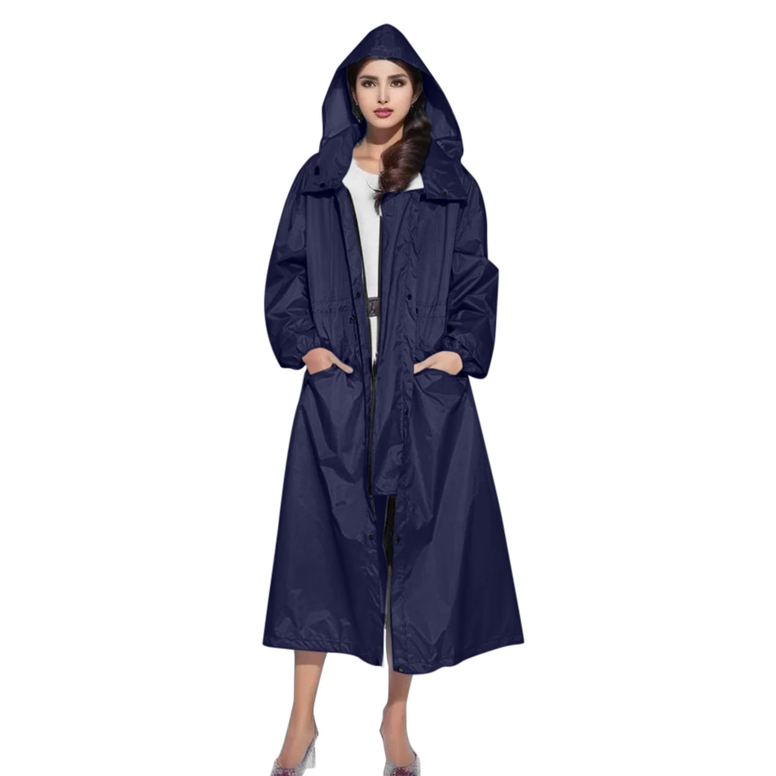 Poncho de pluie pour femme - Unisexe - Imperméable - Adulte - Avec capuche - Respirant - Ripstop - Léger - Réutilisable - Vêtement de pluie coloré - Coupe-vent