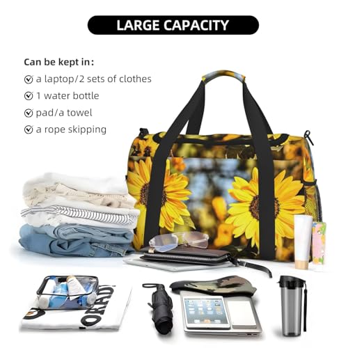 Grand sac de voyage pliable motif tournesol imperméable - 6