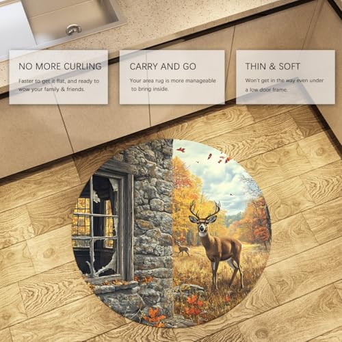 Tapis rond forêt d'automne pour illuminer une chambre d'enfant moderne