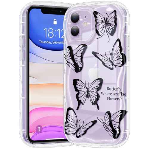Coque iPhone 11 antichoc souple à vagues 3D design papillon