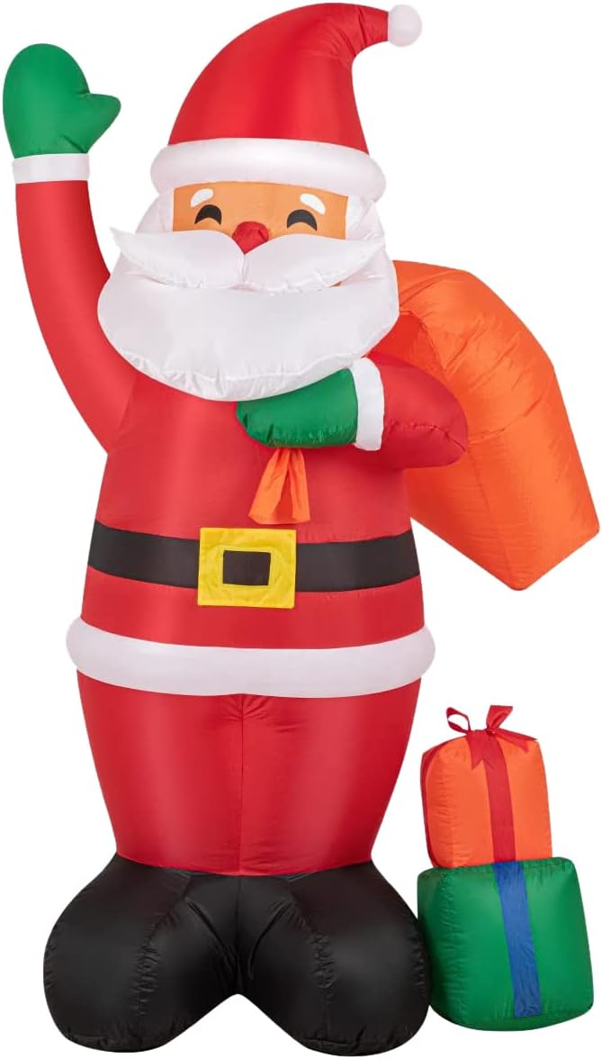 MAOYUE Christmas Inflatables 6ft Christmas Decorations Outdoor Inflatable Santa Blow Up Christmas Decorations Built-in LED Lights with Tethers, Stakes for Outdoor, Yard, Garden, Lawn