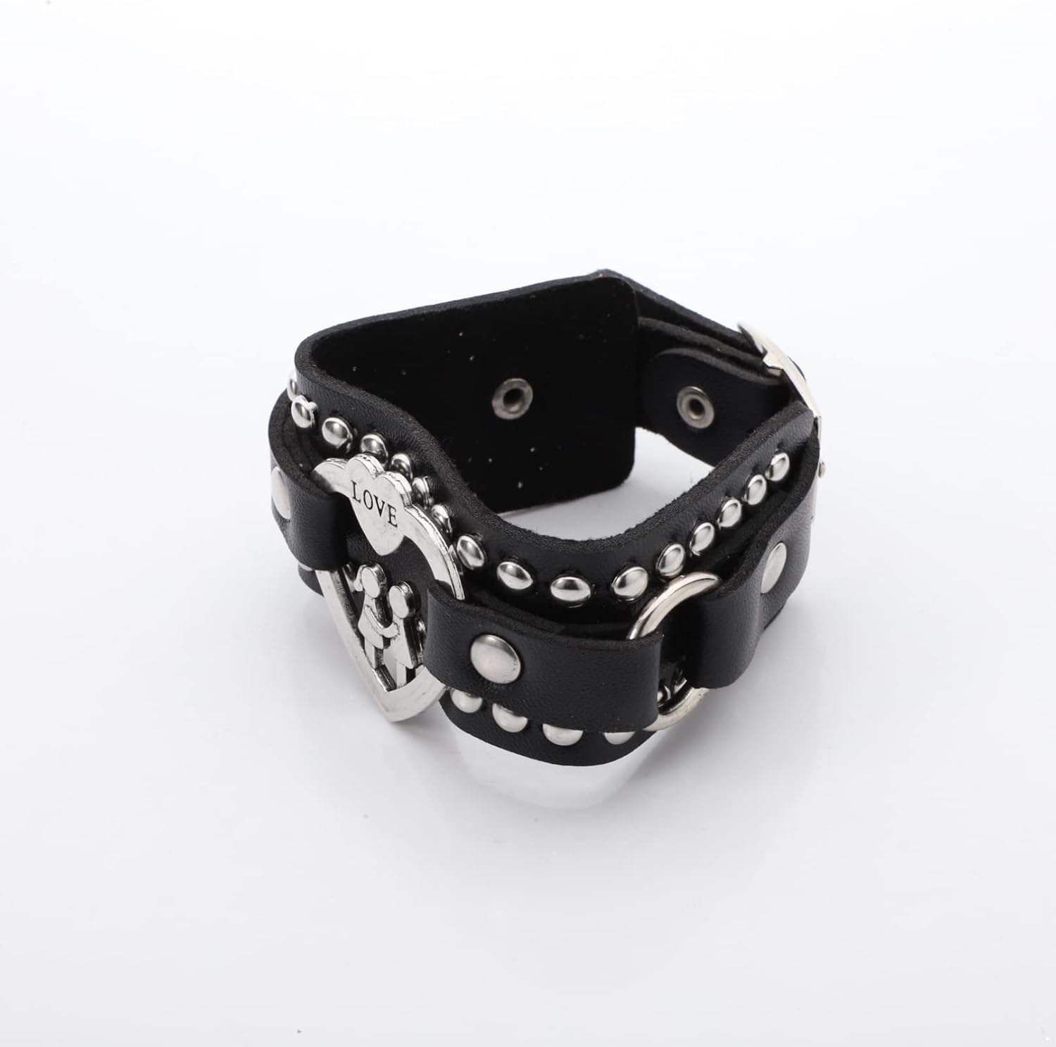 YiZYiF Gothic Punk Rock Adjustable Leather Wristband Cuff Halloween Party Favors Clubwear