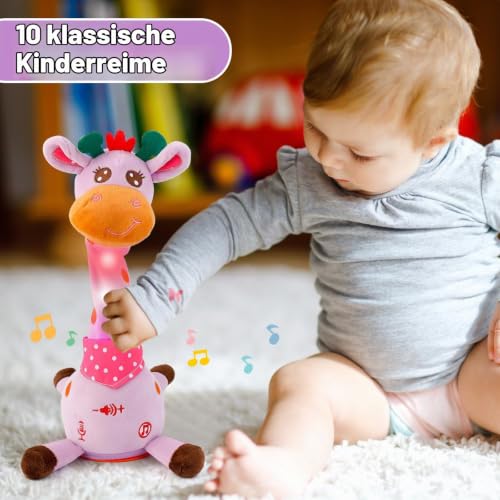 Edencomer Tanzende Giraffe Spielzeug, Singender Sprechende Musik Kuscheltier Giraffe, Lautstärke einstellbar… – Ansicht 5