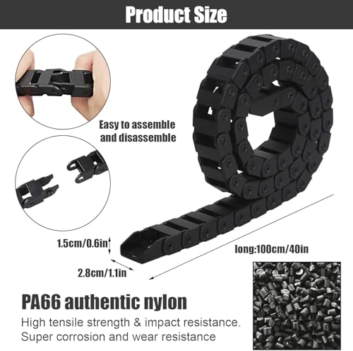 Black Nylon Cable Drag Chain - 100cm 25 x 57mm Nylon Open Both Side Wire Carrier Drag Chain Engraving Machine Accessory - Image 3