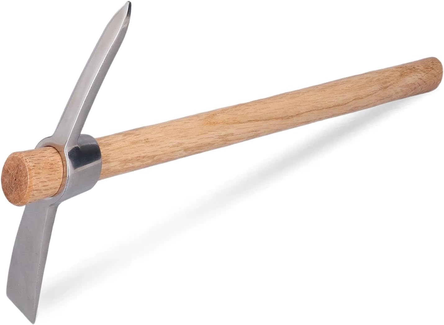 Tissting 40cm Hand Cultivator, Strong Durable Stainless Steel Pickaxe Hoe Agricultural Gardening Pick Hoe Tools with Wooden Handle