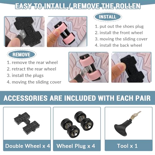 FANSU Chaussure à Roulette Garçons Filles, Chaussures a roulettes Enfant Retractable avec 4 roulettes, Basket Roller Fille pour Intérieur Extérieur – vue 8