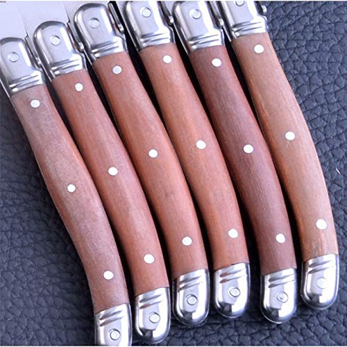 24pcs conjunto de cubiertos de acero inoxidable Manijas de madera Cuchillo de carne Cuchillo Cucharada Cucharada Cucharada Cubiertos Regalo Partido Cena Cena Conjunto
