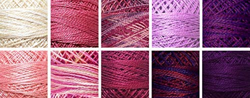 Valdani Perle Cotton Size 8 Embroidery Thread ''Spring Bouquet'' Sampler Set - 10 Colors, 73 Yards Each