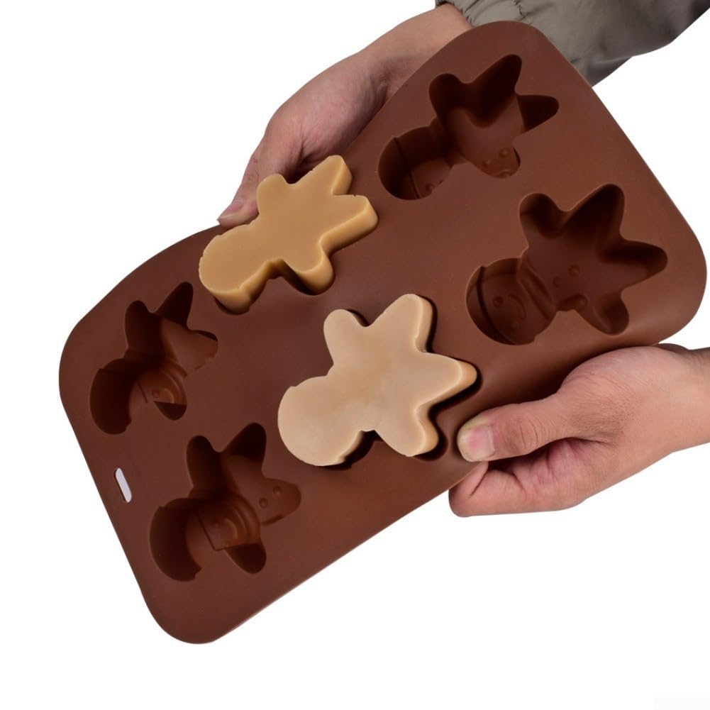 Fauhapyway Muñeco Nieve Silicona para Chocolate y para cera Muñeco Nieve(Coffee color 9 snowmen)
