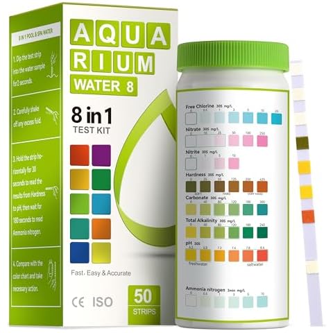 AAwipes 8-in-1 Aquarium Test Kit for Fish Tanks - Quick & Accurate Water Testing Strips for Aquariums & Ponds. Tests pH, Ammonia, Alkalinity, Hardness, Chlorine, etc. (K02-50) Cover