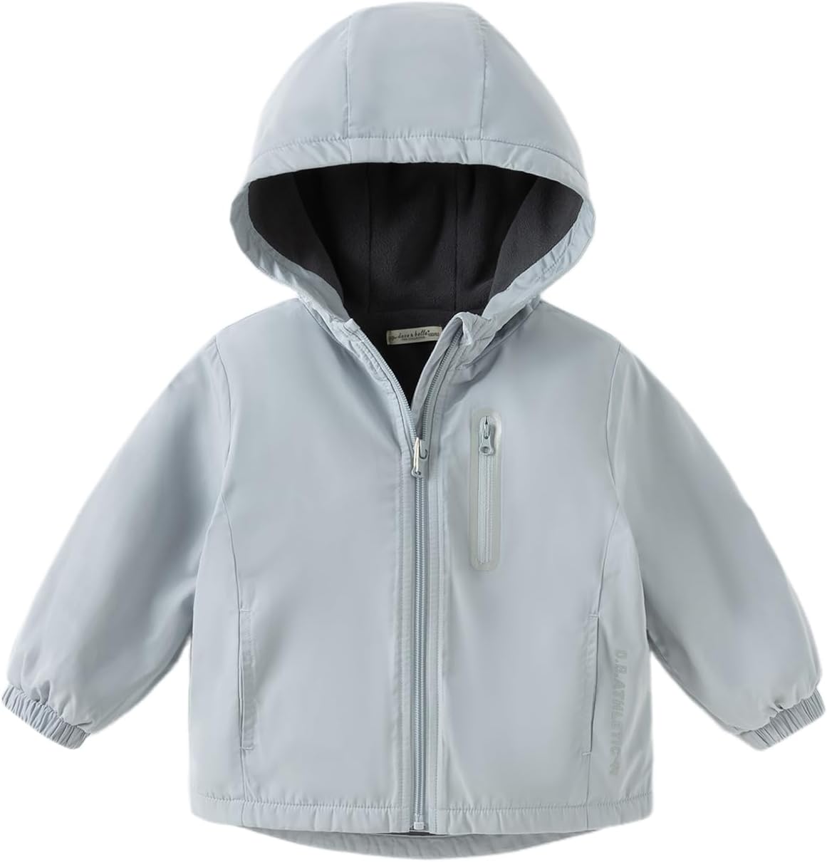 DAVE&BELLA Toddler Boys Girls Windbreaker Jacket, Hooded Solid Rain Jacket Kids Warm Fleece Lining Zip Up Outerwear Dust Coat