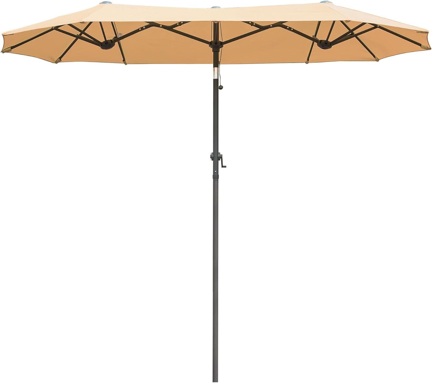 13FT Double-Sided Patio Umbrella with Crank Handle, Large Outdoor Market Umbrella with 12 Steel Ribs, Polyester UV Resistant Canopy, Rectangle Patio Umbrella for Garden Backyard Pool Deck