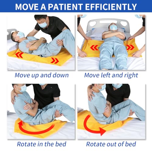 EZ Assistive Patient Transfer Slide Sheet Transfer Draw Sheet for Patient in-Bed Transfer and Repositioning Easy Apply and Use (Yellow-Tubular 27 * 39 Inches)