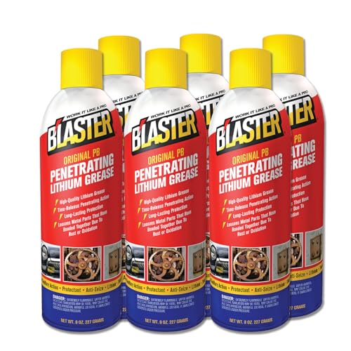 B'laster Original PB Penetrating Lithium Grease, Lubricates, Penetrates, and Protects from Rust and Corrosion, 8 Ounces, Pack of 6