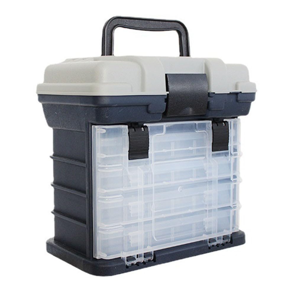 Caja de aparejos de pesca portátil de 4 capas con asa plegable para asiento, organizador de ABS con cerradura para señuelo, herramientas de equipo para señuelo, color naranja