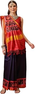 Amazon Brand - Anarva Double Ikkat Patola Printed Saree with Weaving Border & Pallu Price In India