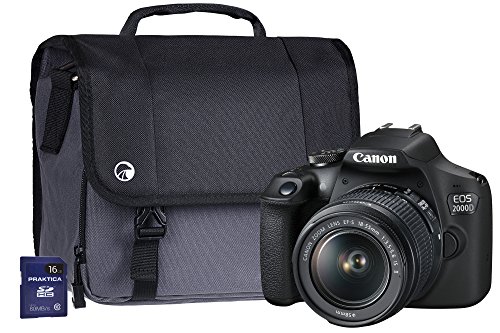 Canon EOS 2000D SLR Camera Kit with EF-S 18-55 mm IS Lens/16 GB SD Card and Case - Black (Renewed)