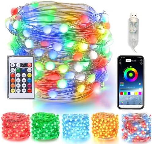 VIKY® Catena Luminosa A LED Con Timer, 2 Metri, 20 LED Bianco Caldo, Filo Di Rame Per Interni, Alimentazione A Batteria (2xAA Non Incluse), 2 Pezzi