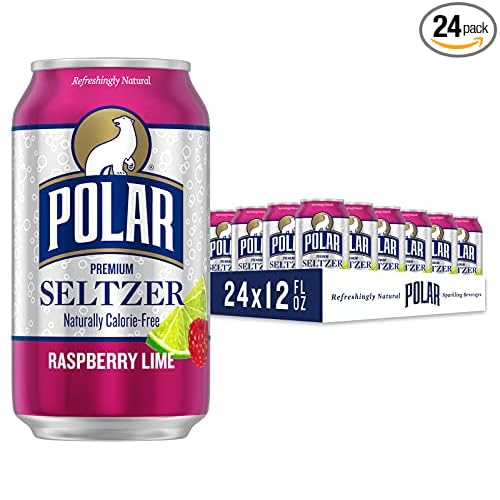 24Pack Polar Seltzer Water Raspberry Lime 12 fl oz Cans only 8.42