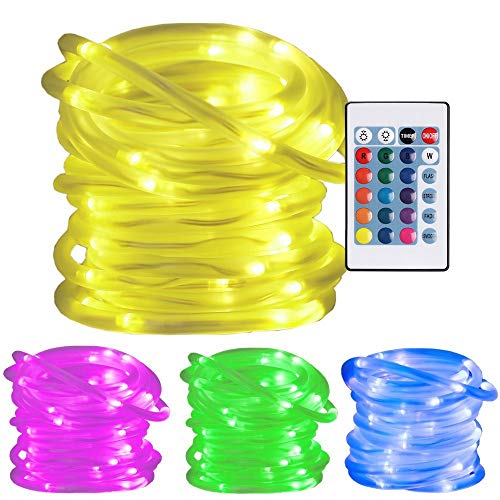 Ustellar RGB 10m LED Lichterschlauch mit Fernbedienung Timer 100LED IP65 Lichterkette, 4 Leuchtmodi 16 Farben Farbewechsel Batteriebetrieben (nicht enthält) für Weihnachten DIY Deko [Energieklasse A+]