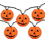 Halloween Pumpkin Lantern Lights Outdoor, 8.5Ft Plug in Orange Halloween Decorations String Light with 10 LED Jack O’ Lantern Lights, Hanging Fairy Lights Waterproof for Yard Party Patio Garden Window