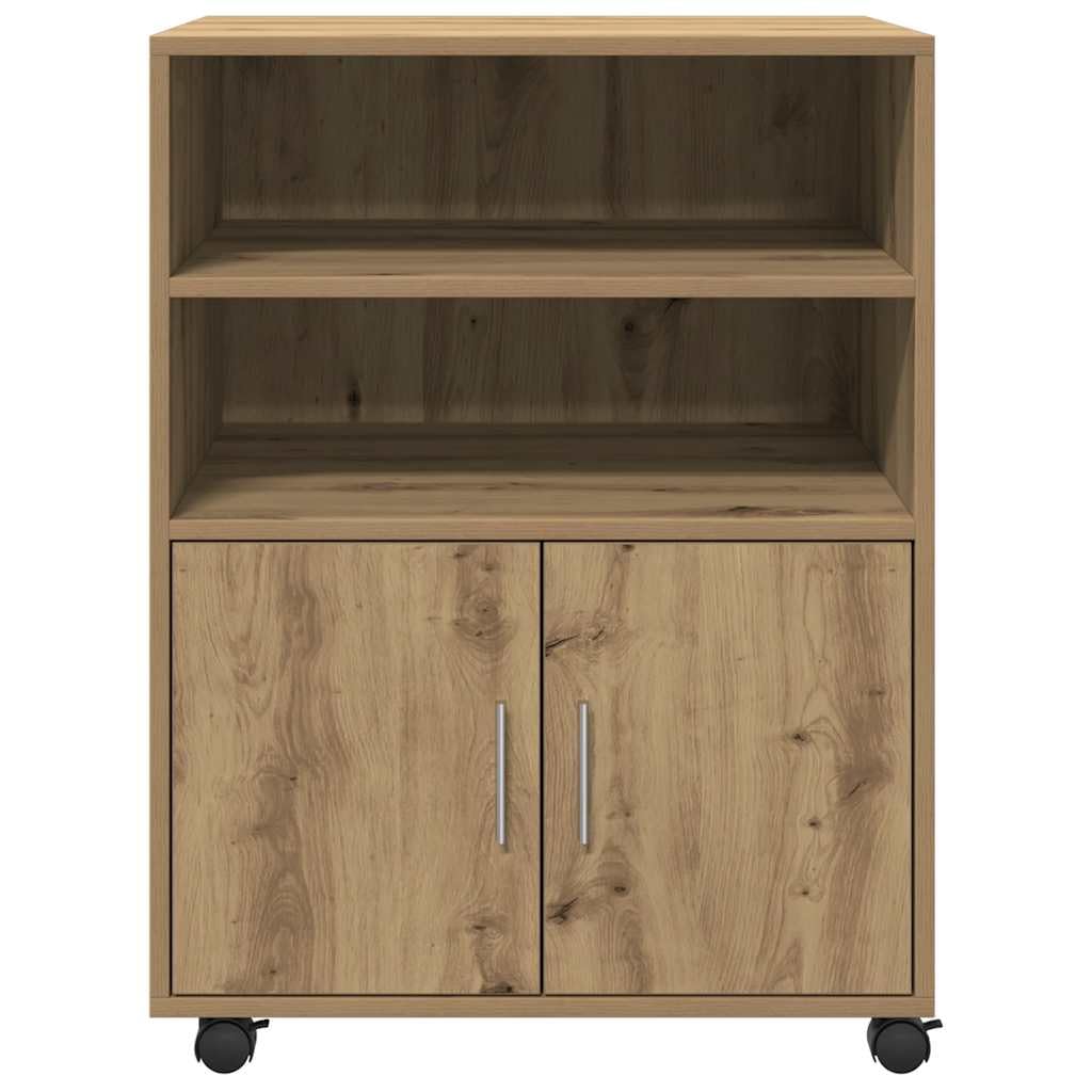vidaXL Rollschrank, Büroschrank mit Stauraum, Aktenschrank für Wohnzimmer Büro, Bürocontainer Schrank Rollcontainer, Artisan-Eiche Holzwerkstoff
