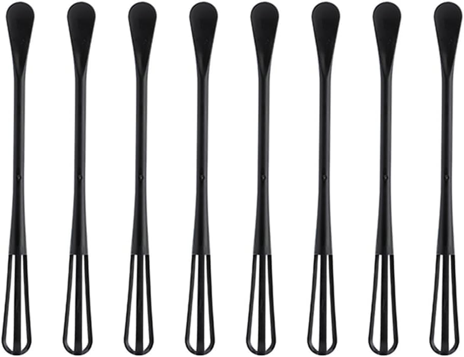 Image of 8 Pcs 2 in 1 Tiny Whisk, Multifunctional Small Whisks for Cooking, Mini Whisk, Mini Small Wisk for Blending, Whisking, Beating Ingredients, Mixing Sauces (8, Black)