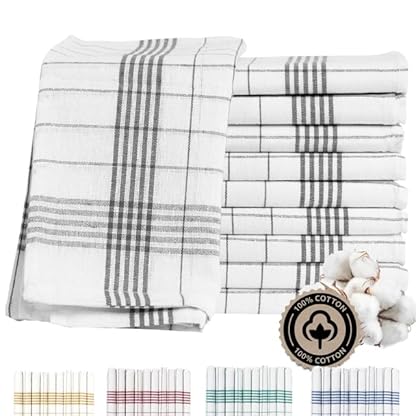 Zestri 10er-Set Geschirrtücher 50x70 cm | Anthrazit Weiß kariert | 100% Baumwolle 60g/Stück | Geschirrhandtücher für Küche, Restaurant & Gastronomie | Küchentücher Trockentücher